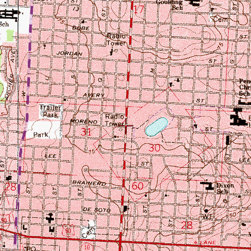 Topographic Map of WBSR-AM (Pensacola), FL