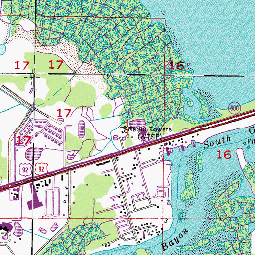 Topographic Map of WRBQ-AM (Saint Petersburg), FL