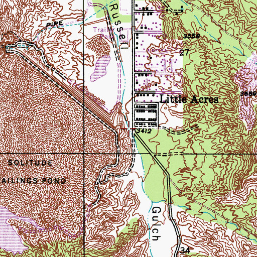 Topographic Map of Little Acres, AZ