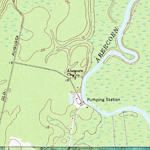 Topographic Map of Abercorn Church, GA