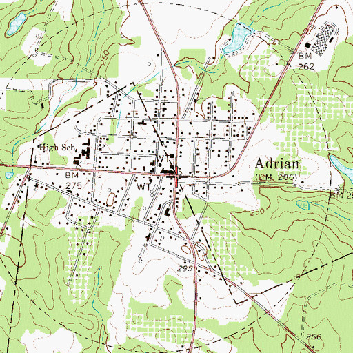 Topographic Map of Adrian, GA
