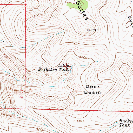 Topographic Map of Little Buckskin Tank, AZ