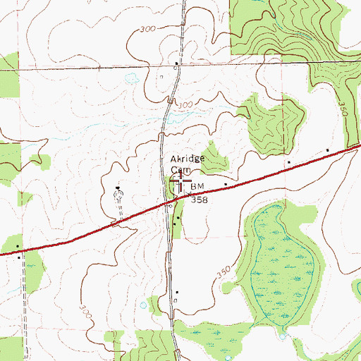 Topographic Map of Akridge Cemetery, GA