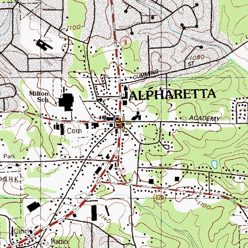Topographic Map of Alpharetta, GA