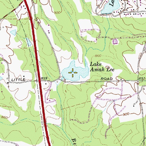 Topographic Map of Lake Amah Lee, GA