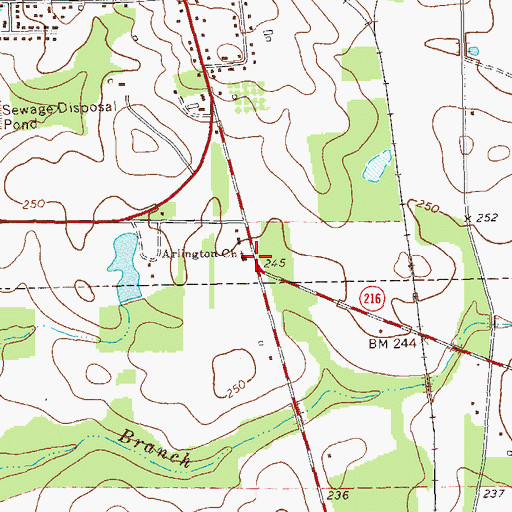 Topographic Map of Arlington Church, GA