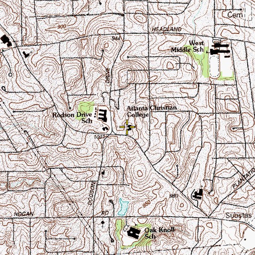 Topographic Map of Atlanta Christian College, GA
