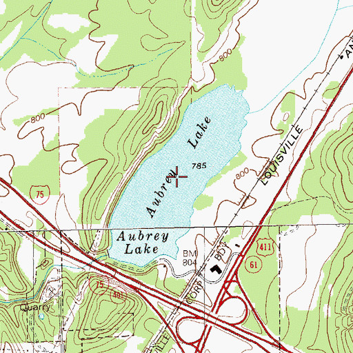 Topographic Map of Aubrey Lake, GA