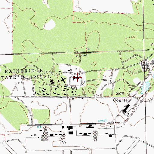Topographic Map of Bainbridge State Hospital, GA