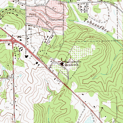 Topographic Map of Barnesville Academy, GA