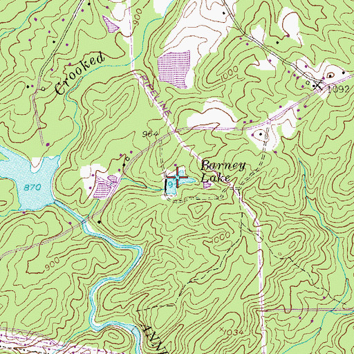 Topographic Map of Barney Lake, GA
