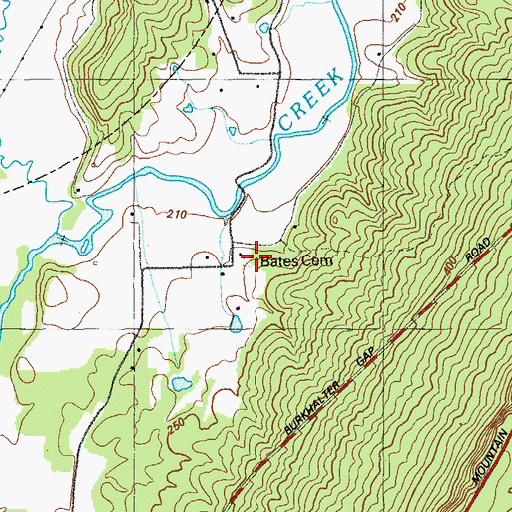 Topographic Map of Bates Cemetery, GA