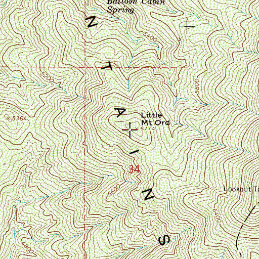 Topographic Map of Little Mount Ord, AZ