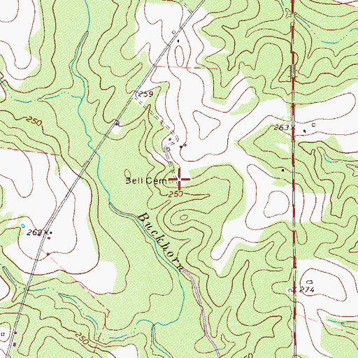 Topographic Map of Bell Cemetery, GA