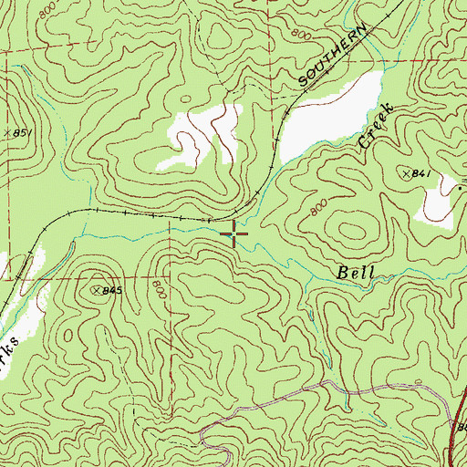 Topographic Map of Bell Creek, GA