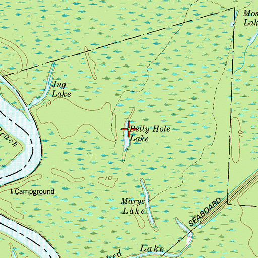 Topographic Map of Belly Hole Lake, GA