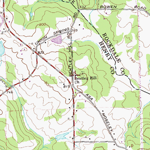 Topographic Map of Bentley Hill Methodist Church, GA