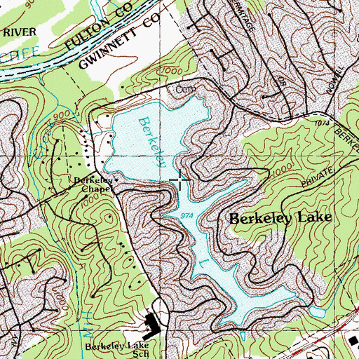 Topographic Map of Berkeley Lake, GA
