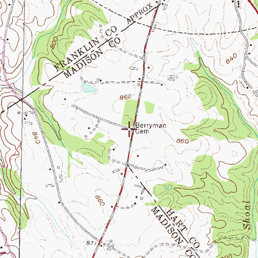 Topographic Map of Berryman Cemetery, GA