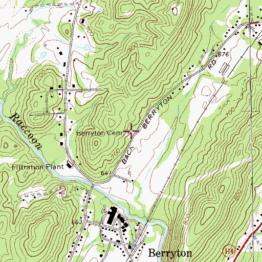 Topographic Map of Berryton Cemetery, GA