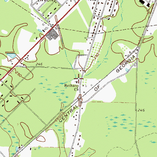 Topographic Map of Bethany Church, GA