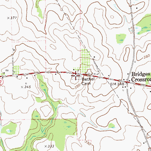 Topographic Map of Bethel Cemetery, GA