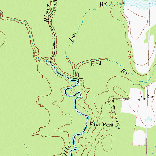Topographic Map of Big Branch, GA