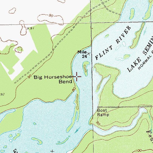 Topographic Map of Big Horseshoe Bend, GA