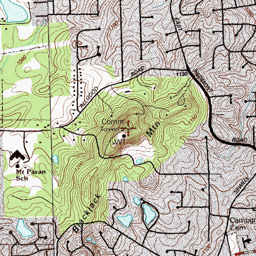 Topographic Map of Blackjack Mountain, GA