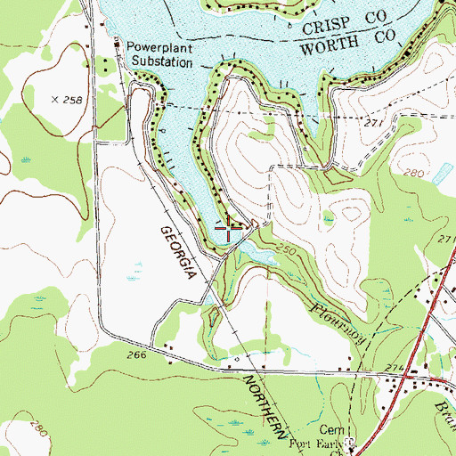 Topographic Map of Lake Blackshear, GA