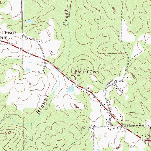 Topographic Map of Blount Cemetery, GA