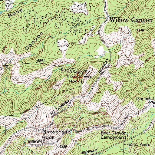 Topographic Map of Lizard Rock, AZ