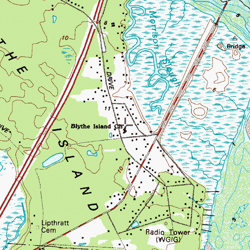 Topographic Map of Blythe Island Church, GA