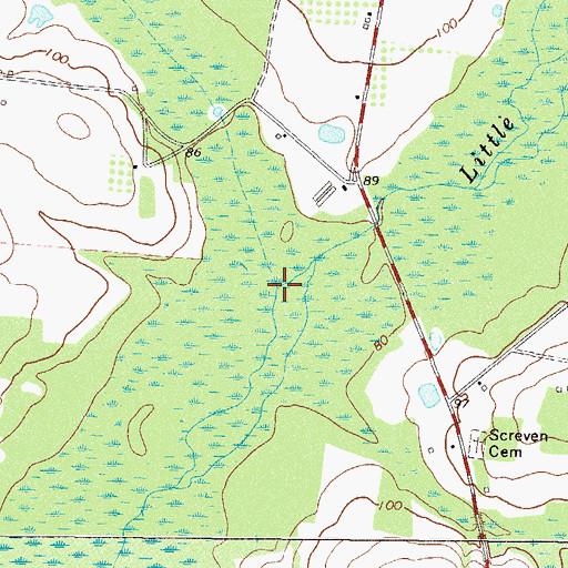 Topographic Map of Boggy Creek, GA