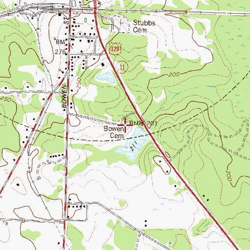 Topographic Map of Bowell Cemetery, GA