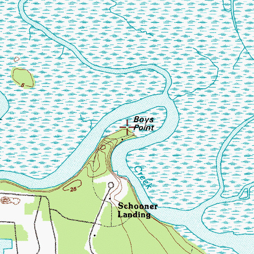 Topographic Map of Boys Point, GA