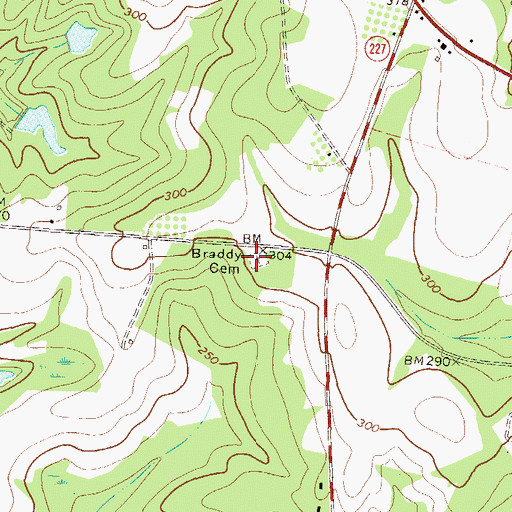 Topographic Map of Braddy Cemetery, GA