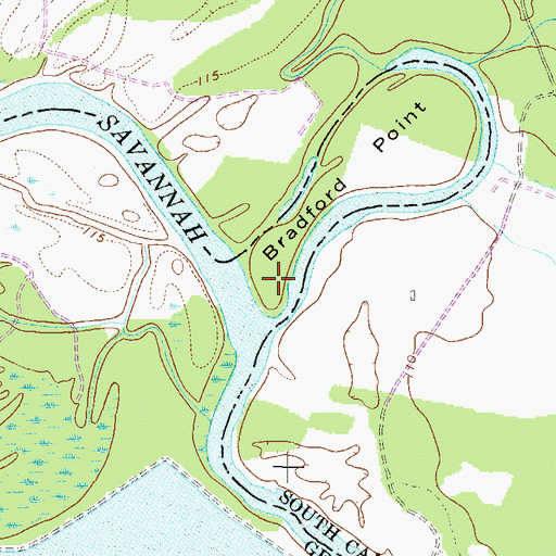 Topographic Map of Bradford Point, GA