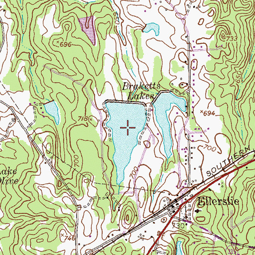 Topographic Map of Braketts Lakes, GA