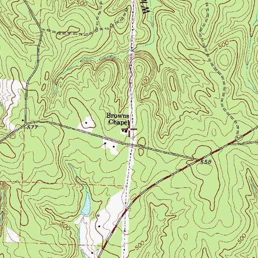 Topographic Map of Browns Chapel, GA