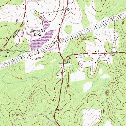 Topographic Map of Browns Creek, GA