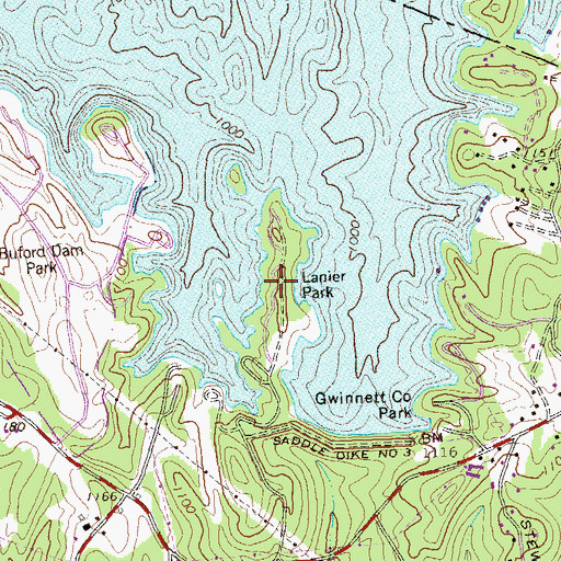 Topographic Map of Buford Park, GA
