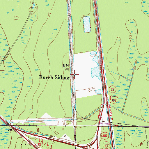 Topographic Map of Burch Siding, GA