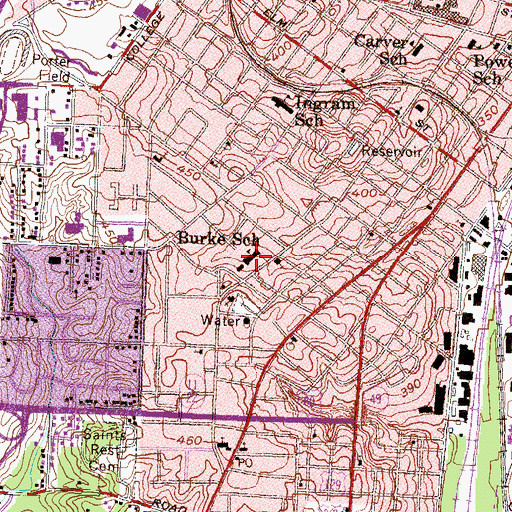 Topographic Map of Burke School, GA