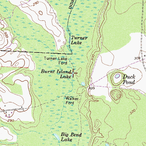 Topographic Map of Burnt Island Lake, GA