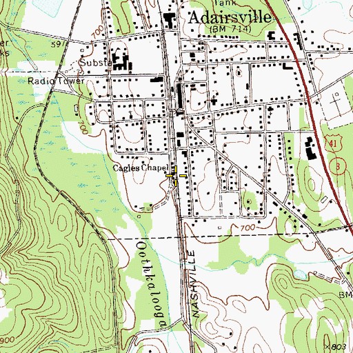 Topographic Map of Cagles Chapel, GA