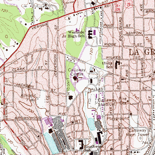 Topographic Map of Callaway Center, GA