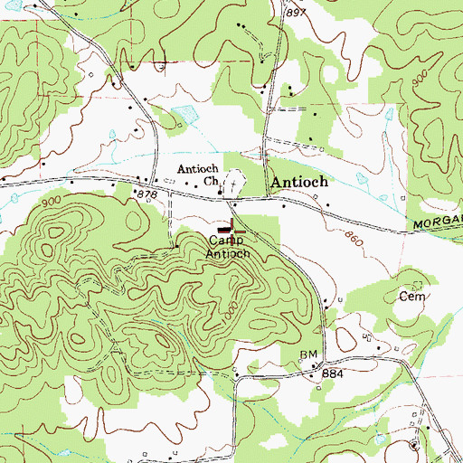 Topographic Map of Camp Antioch, GA