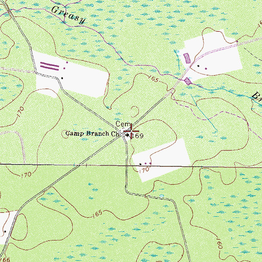 Topographic Map of Camp Branch Church, GA