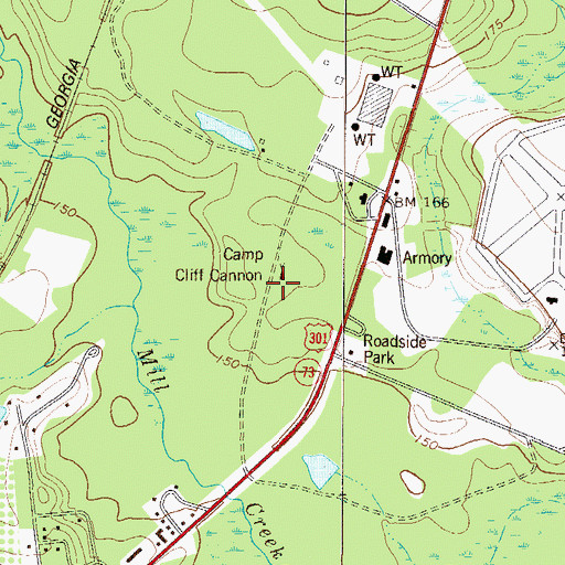 Topographic Map of Camp Cliff Cannon, GA